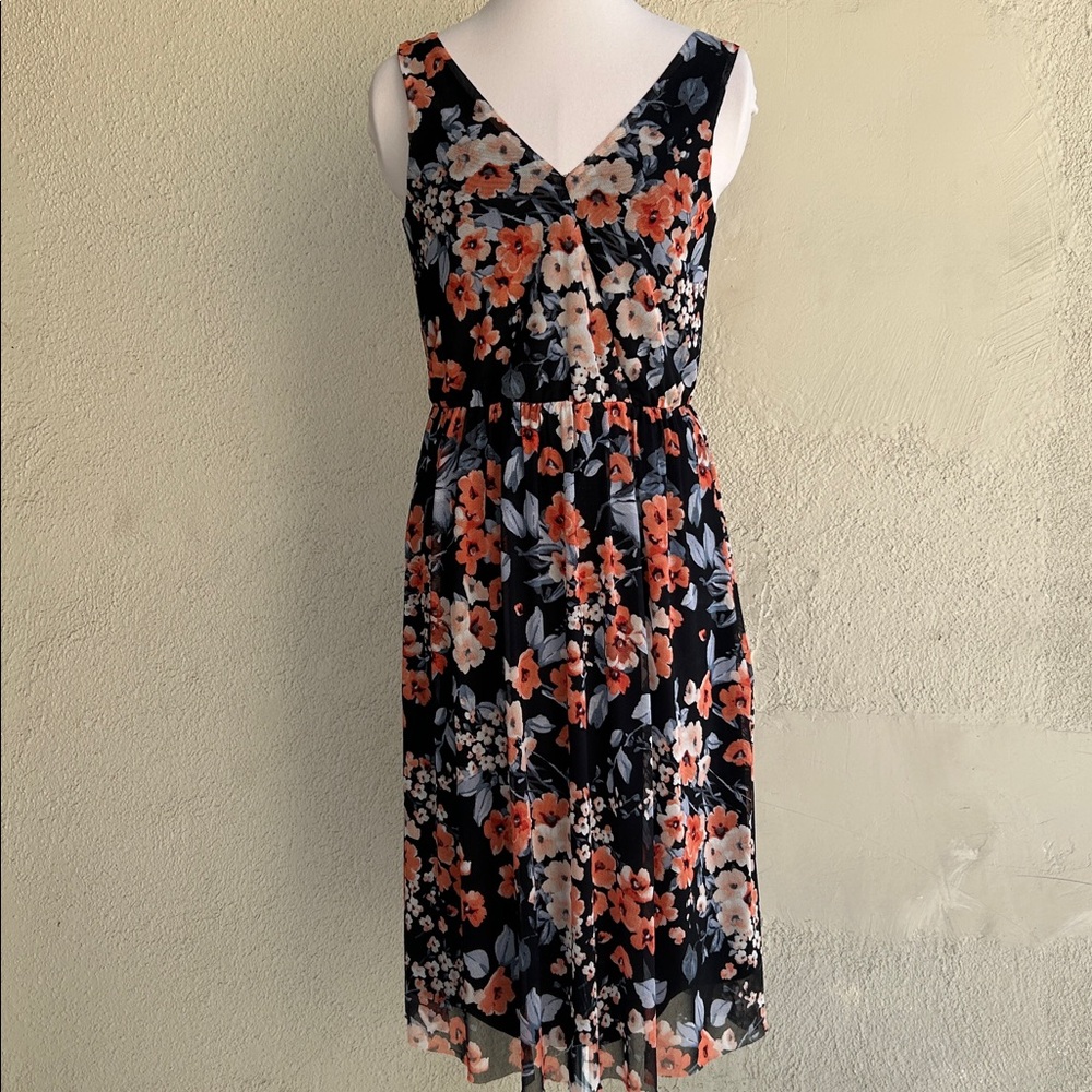 Sunday in Brooklyn Black and Red Floral Midi Dress